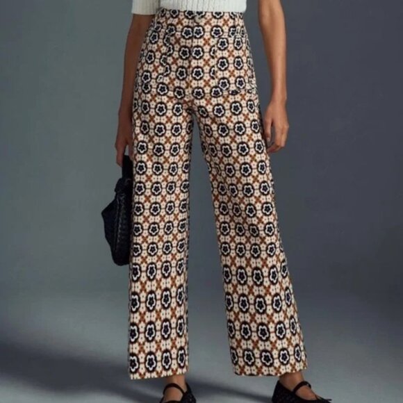 Anthroplogie MAEVE Colette Cropped Wide-Leg Pants size 34 - Picture 2 of 15